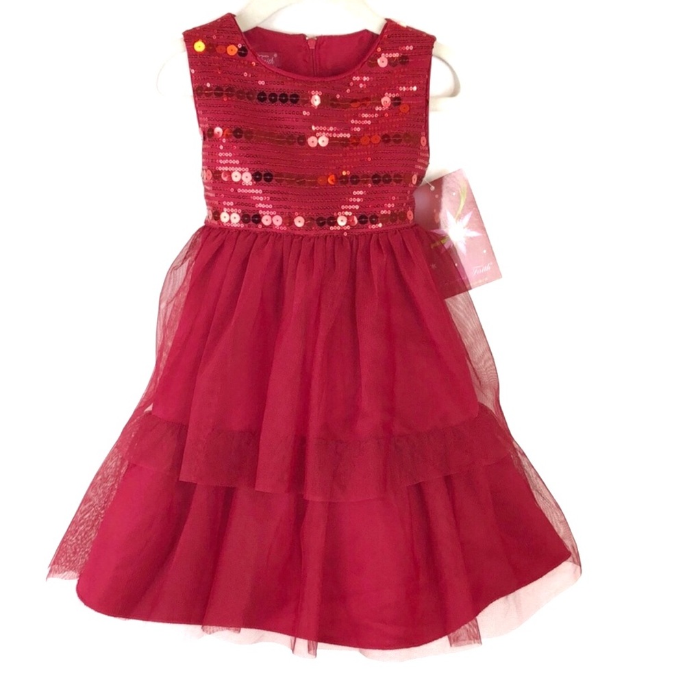 NWT Girls Red Sequin Bodice Tulle Dress Size 2T/3T